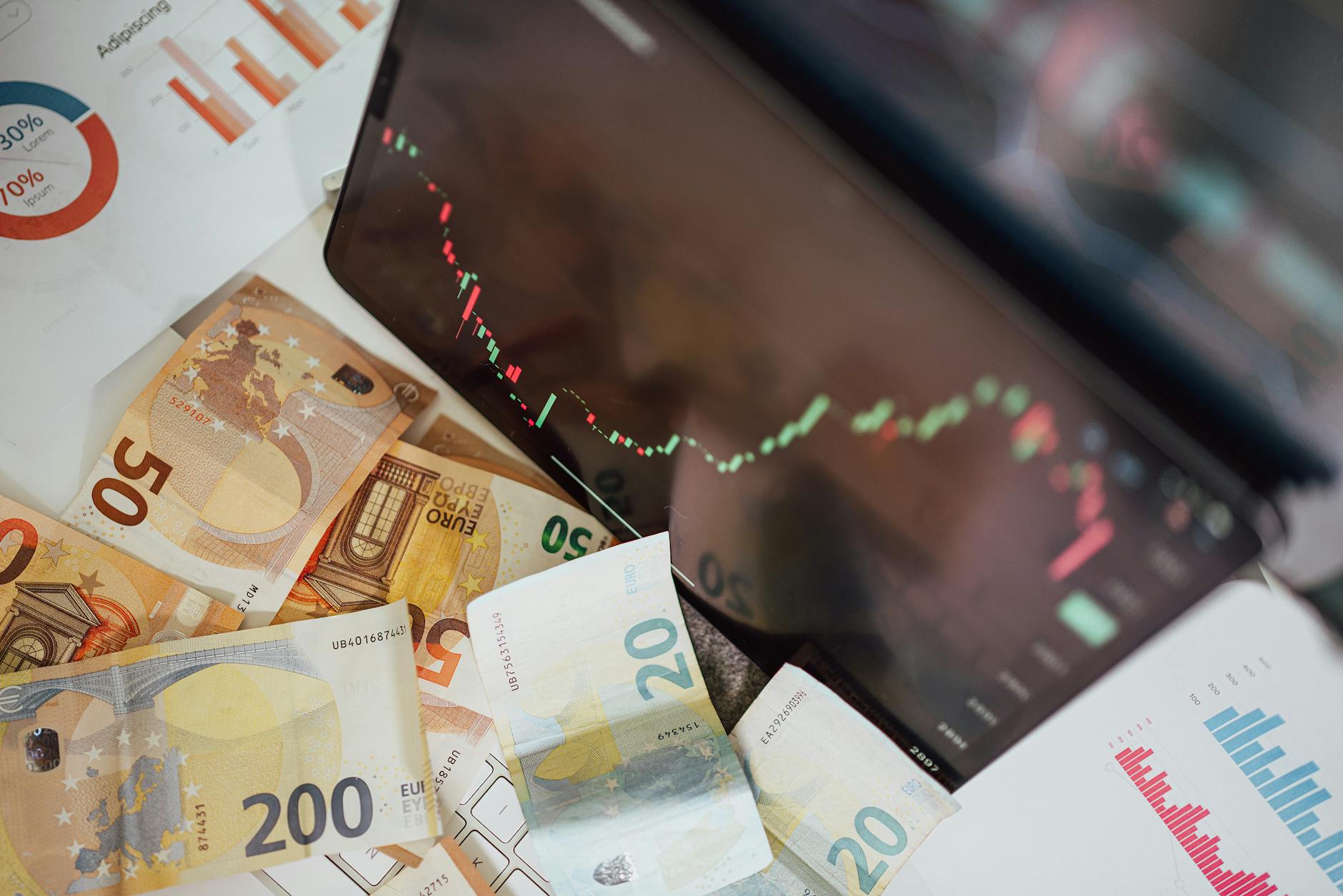 Chart showing fluctuations in currency exchange rates