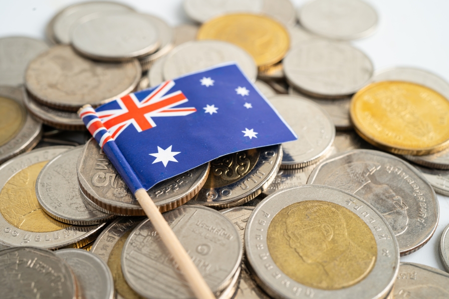 Graphic with Australian flag explaining How to Send Money to Australia from the UK