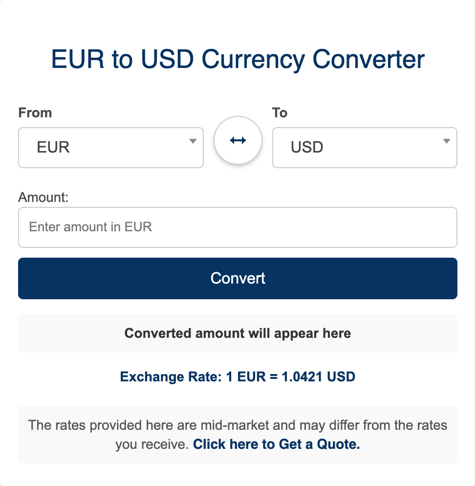 EUR to USD Currency Converter