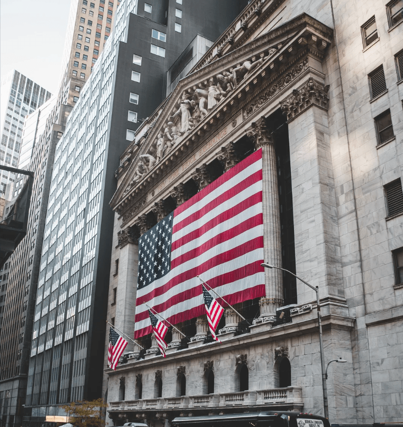 American flag in front of u.s building for U.S. CPI Data